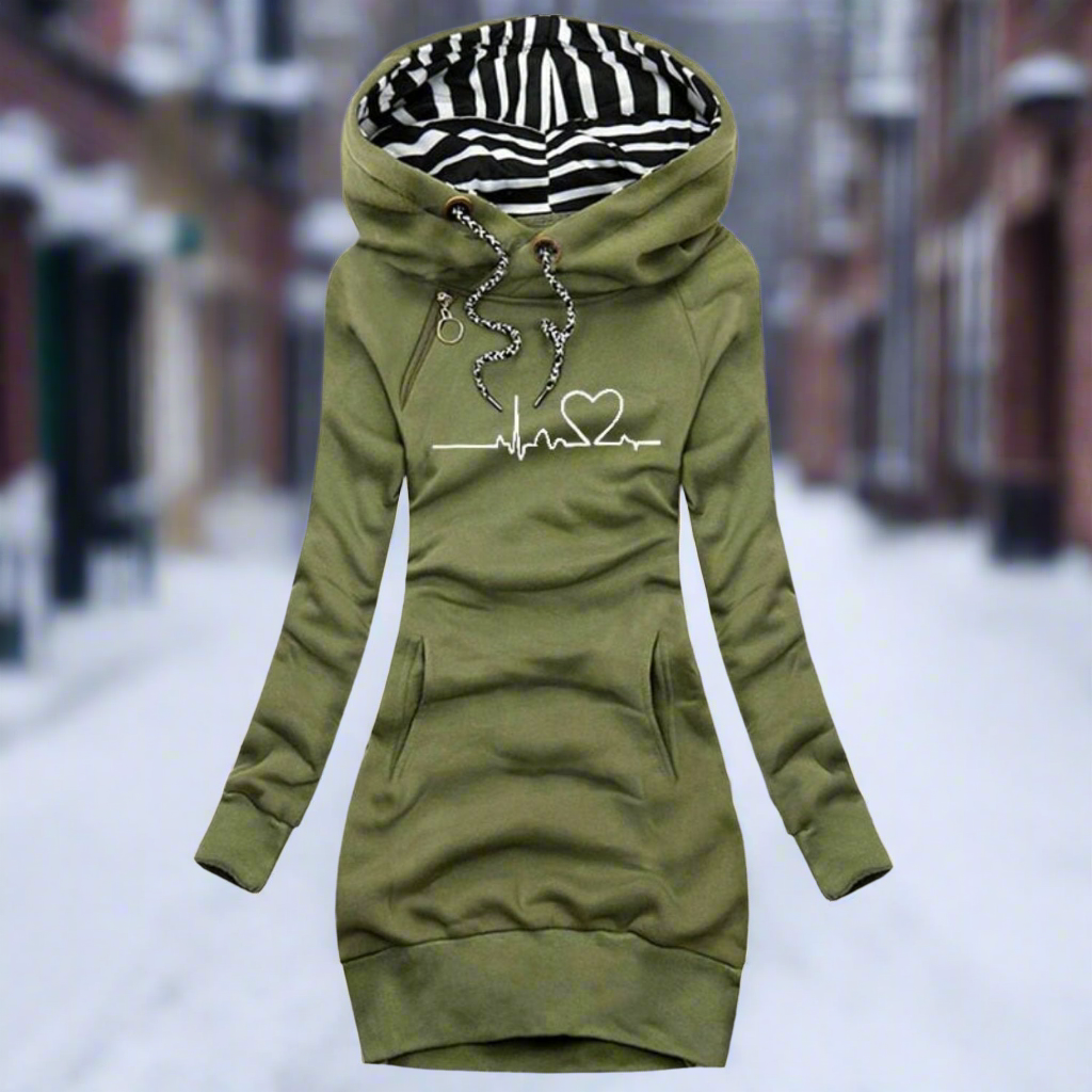 Cozy Hooded Sweatshirt Dress for Women
