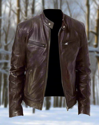 Slim Fit Men's Faux Leather Biker Jacket