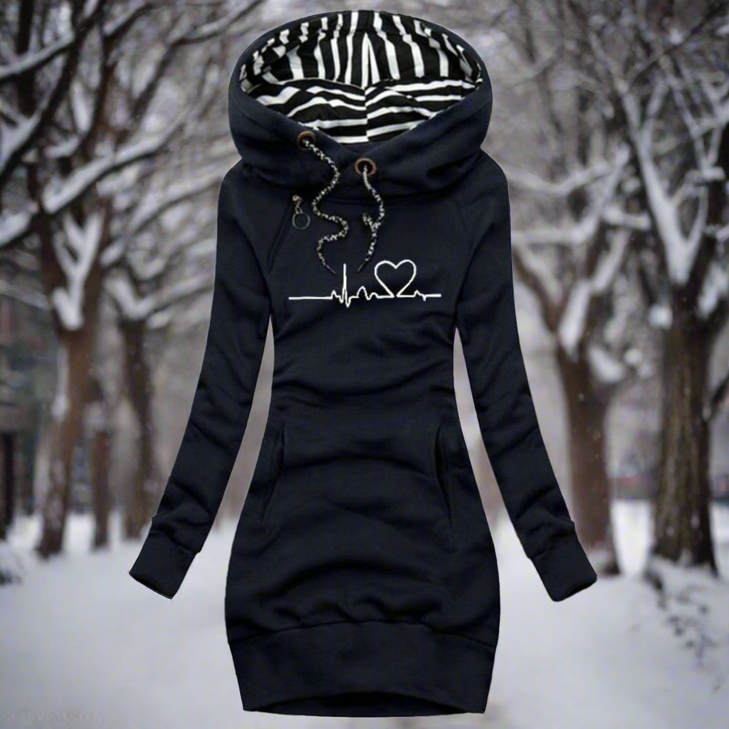 Cozy Hooded Sweatshirt Dress for Women