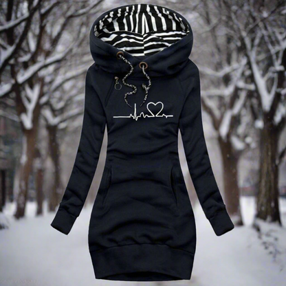 Cozy Hooded Sweatshirt Dress for Women