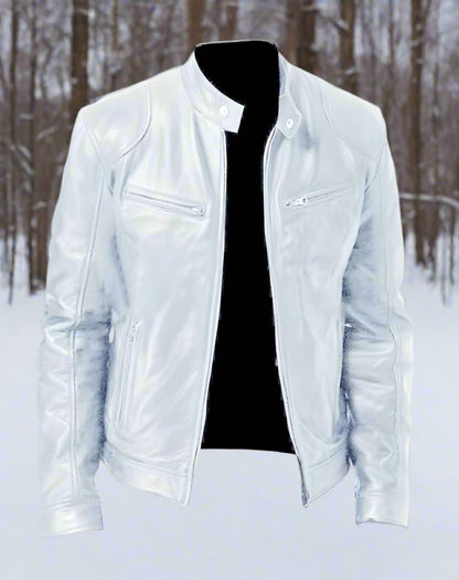 Slim Fit Men's Faux Leather Biker Jacket