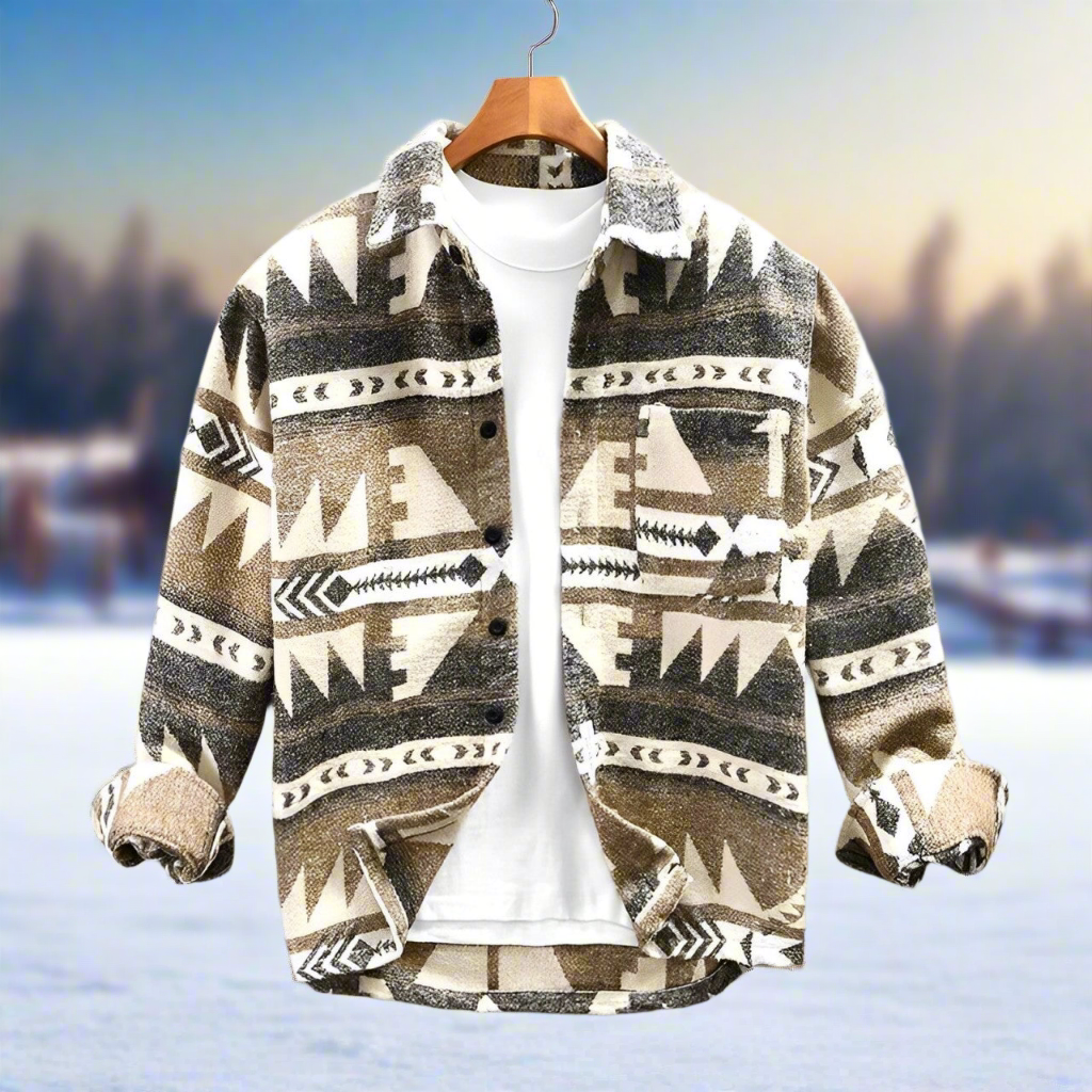 Casual Aztec Pattern Button Down Jacket
