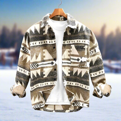 Casual Aztec Pattern Button Down Jacket