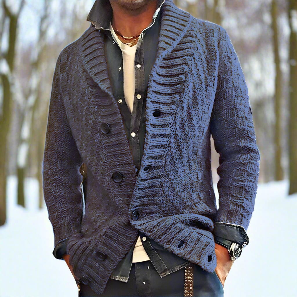 Soft Men's Crew Neck Cardigan Sweater
