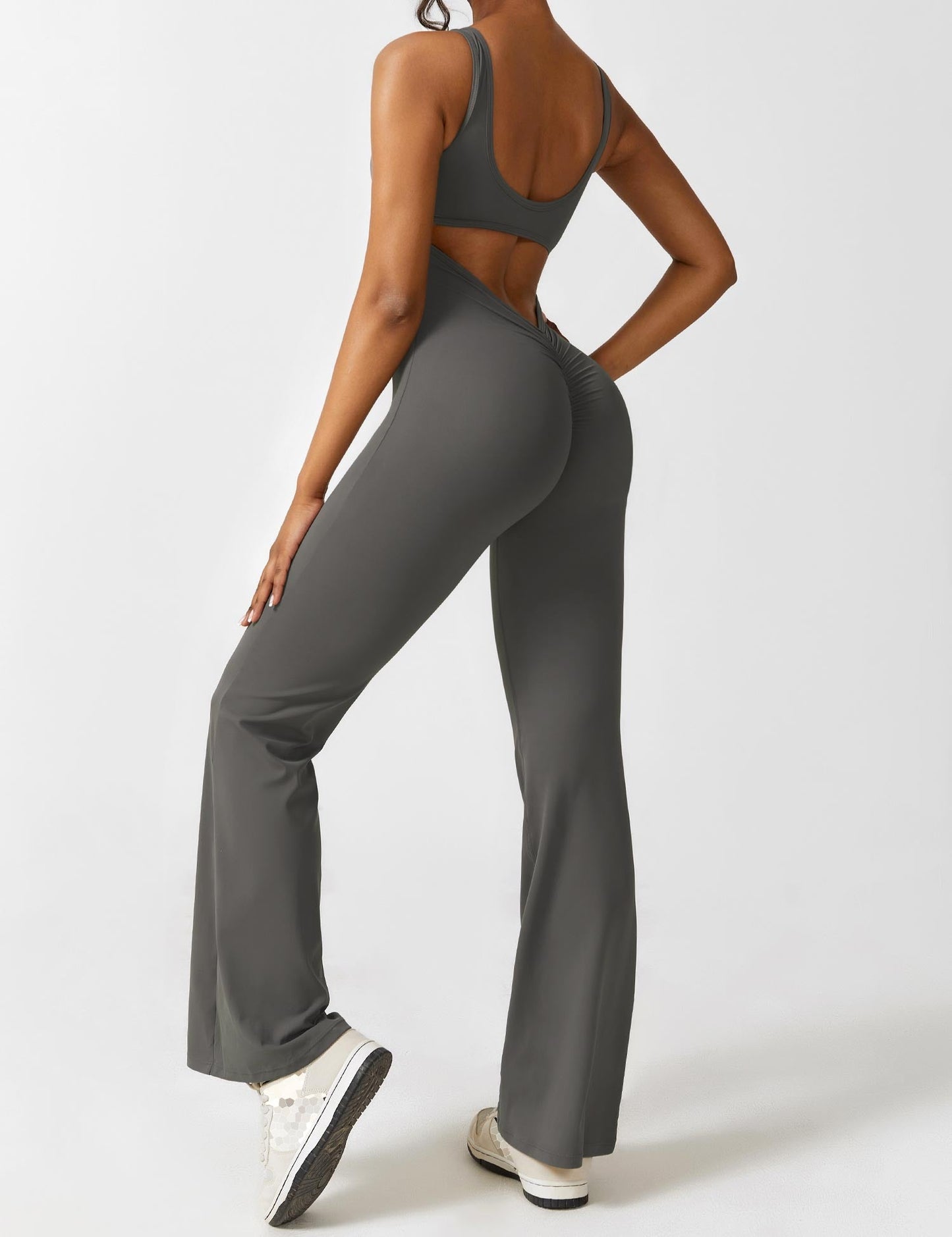 Backless jumpsuit with flared trousers – Liv-Dark blue-S-Nora Luxe