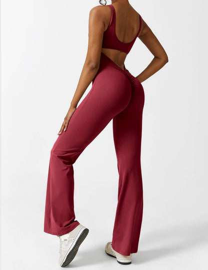 Backless jumpsuit with flared trousers – Liv-Dark blue-S-Nora Luxe