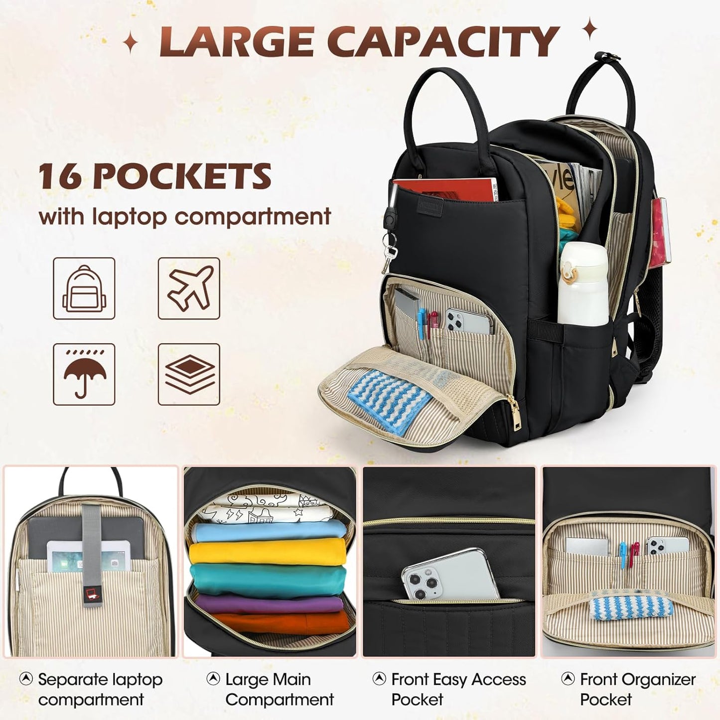 Durable Waterproof 15.6 Laptop Backpack with Multiple Pockets