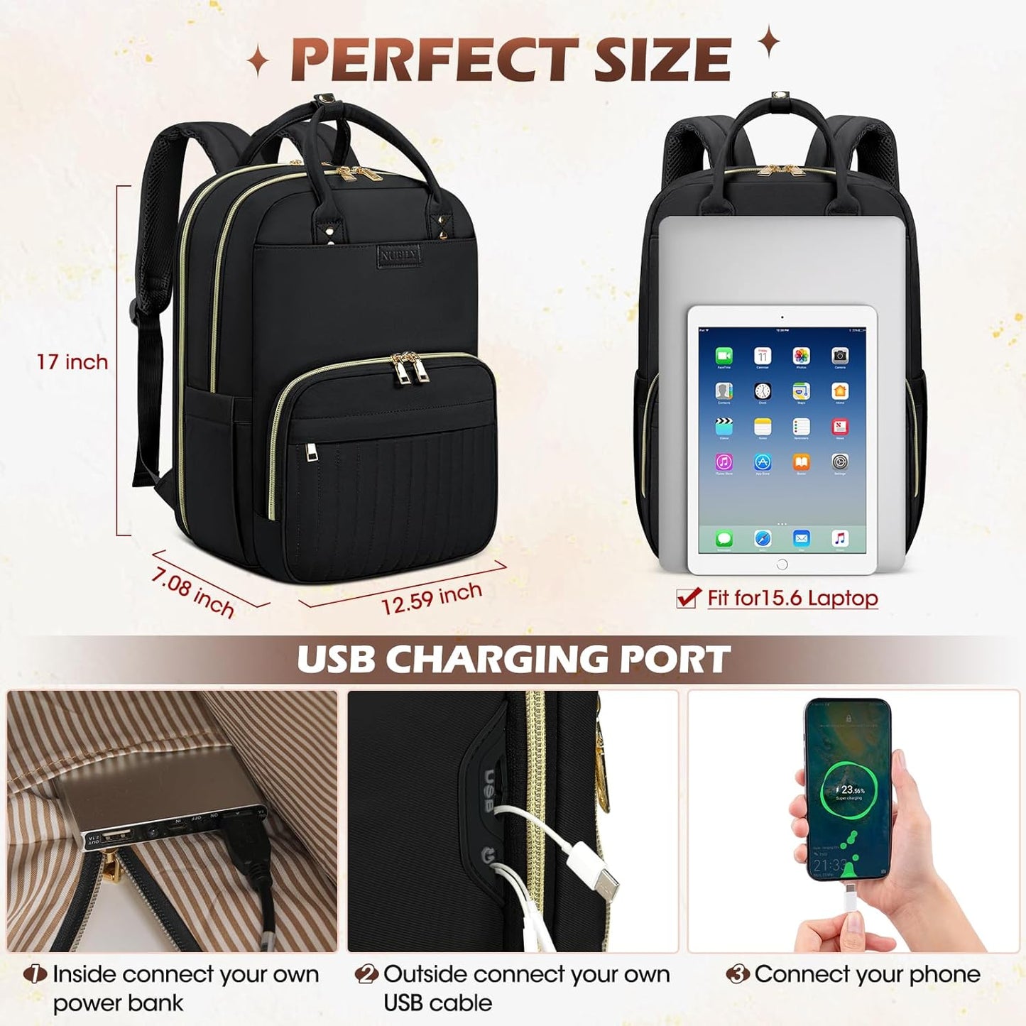 Durable Waterproof 15.6 Laptop Backpack with Multiple Pockets