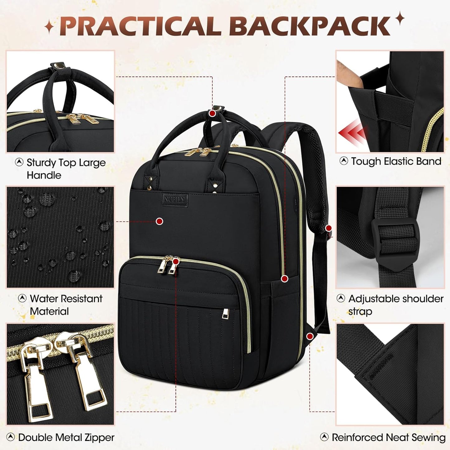Durable Waterproof 15.6 Laptop Backpack with Multiple Pockets