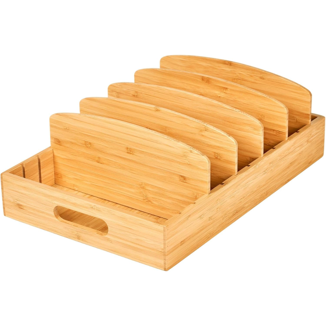 Space Saving Bamboo Lid Holder Organizer - Pexav