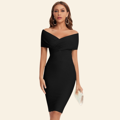 Sleek V Neck Bodycon Dress - Pexav