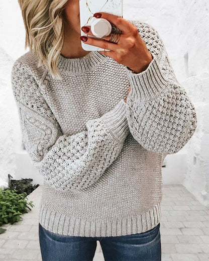 Basic Pullover Sweater - Evelyn-Gray-S-Nora Luxe