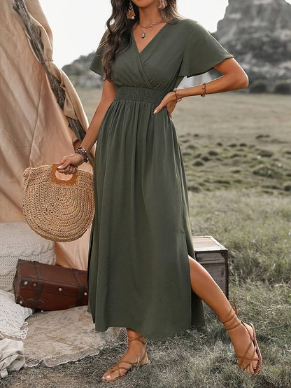 Comfortable V-Neck Midi Dress for Women - Nocini