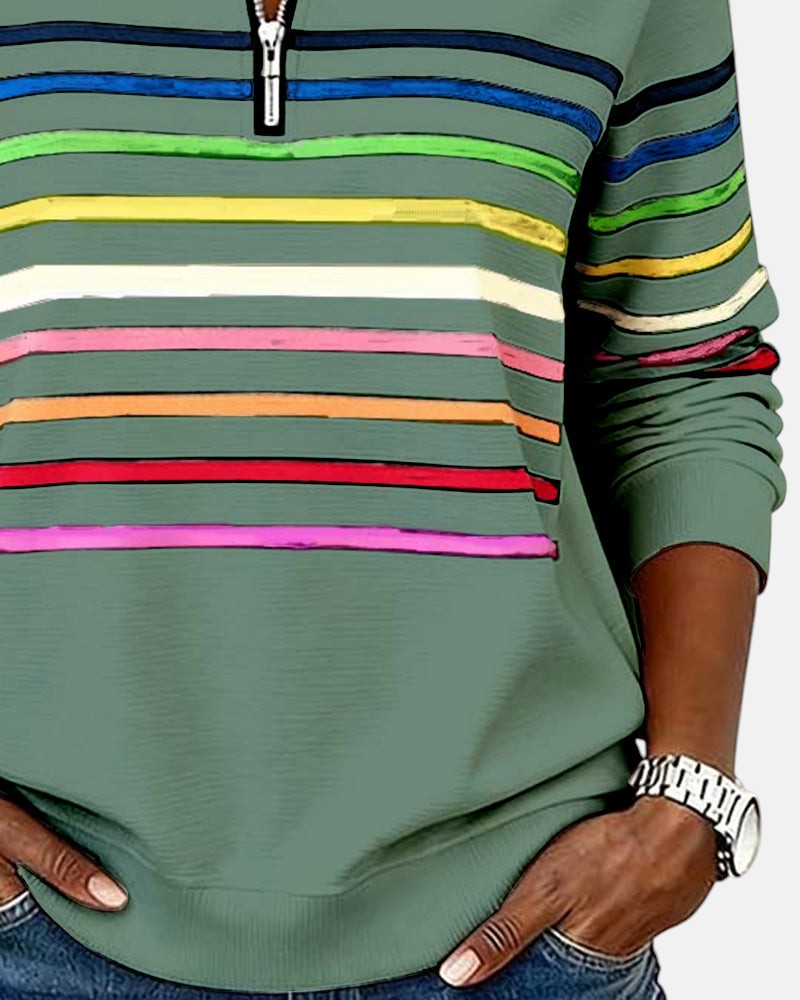 Colorful Striped Zip Up Hoodie