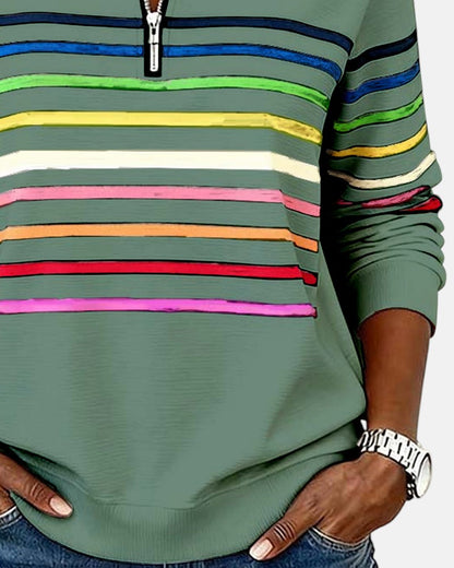 Colorful Striped Zip Up Hoodie