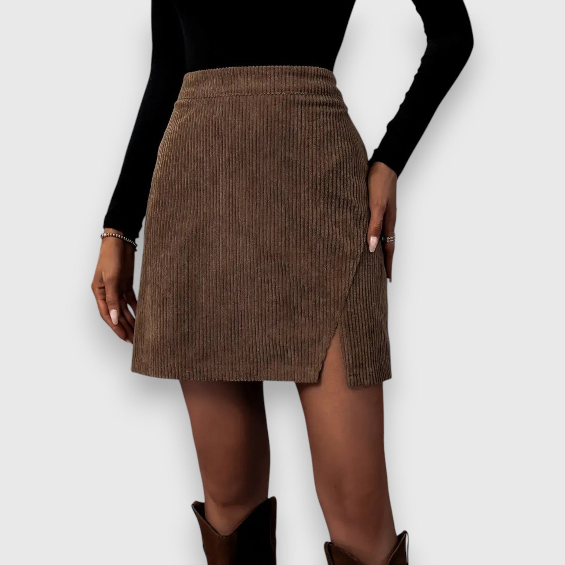 Women's Pleated Cord Skirt - Olytrend