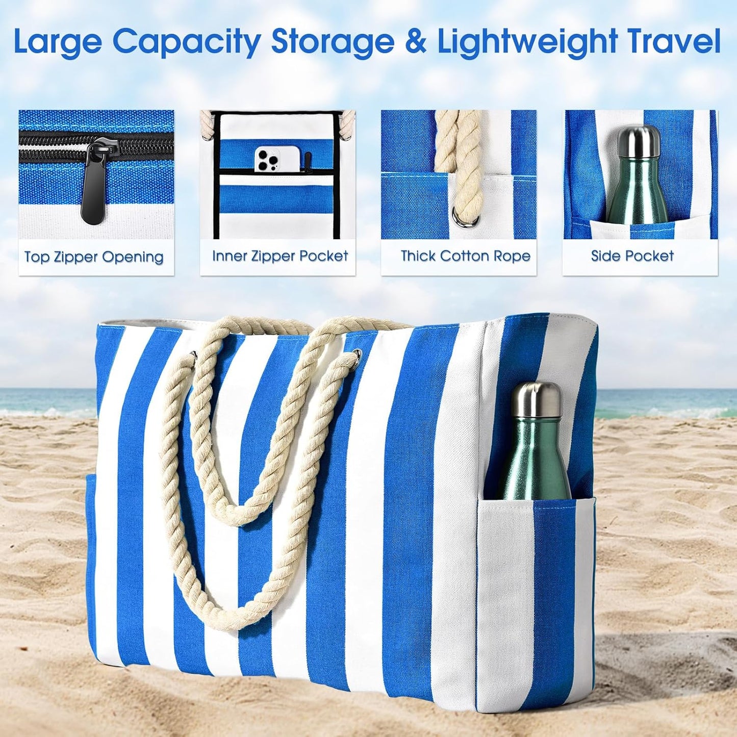 Large Water Resistant Beach Bag