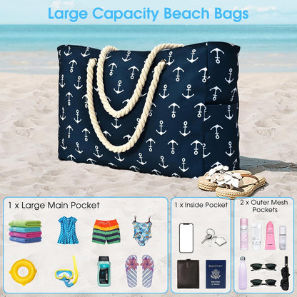 Spacious Water Resistant Tote Bag with Zipper Pocket
