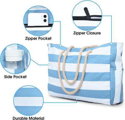 Spacious Water Resistant Tote Bag with Zipper Pocket