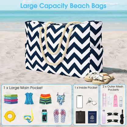 Spacious Water Resistant Tote Bag with Zipper Pocket
