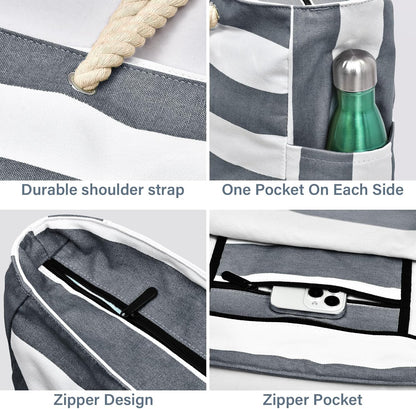 Spacious Water Resistant Tote Bag with Zipper Pocket