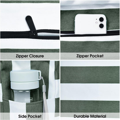 Spacious Water Resistant Tote Bag with Zipper Pocket