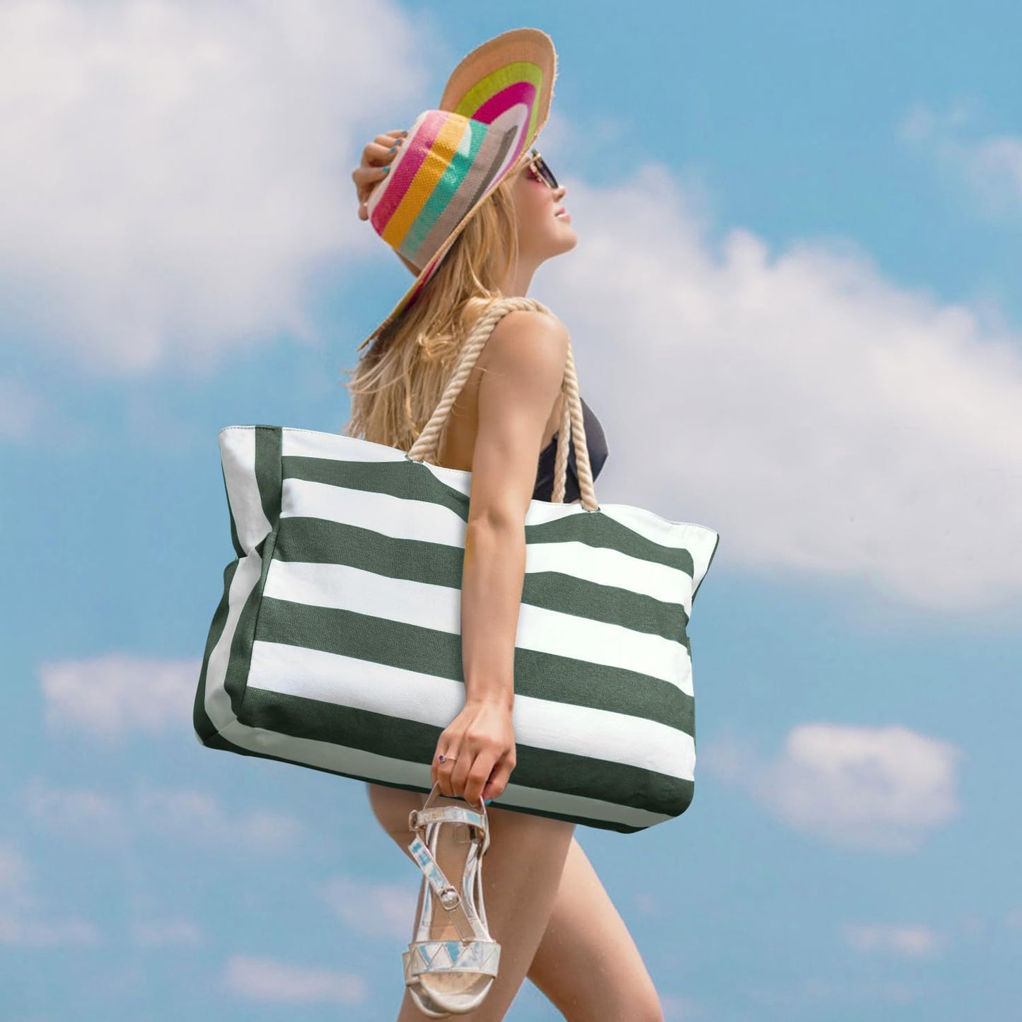 Spacious Water Resistant Tote Bag with Zipper Pocket