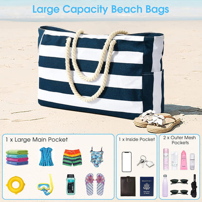 Spacious Water Resistant Tote Bag with Zipper Pocket