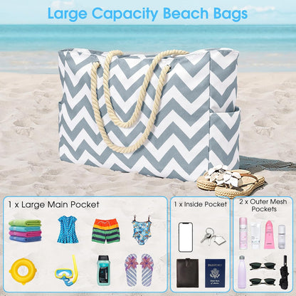 Spacious Water Resistant Tote Bag with Zipper Pocket