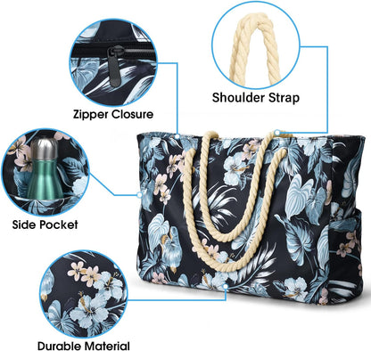 Spacious Water Resistant Tote Bag with Zipper Pocket