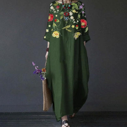Flowy Long Sleeve Embroidered Maxi Dress