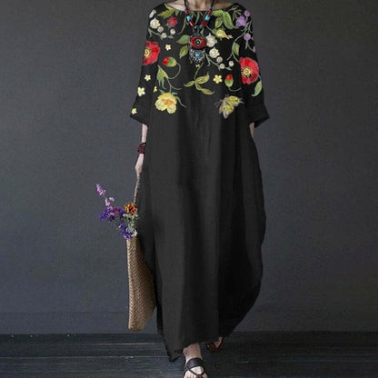 Flowy Long Sleeve Embroidered Maxi Dress