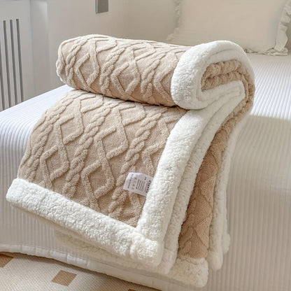 Plush Fuzzy Throw Blanket with Textured Pattern - Nocini