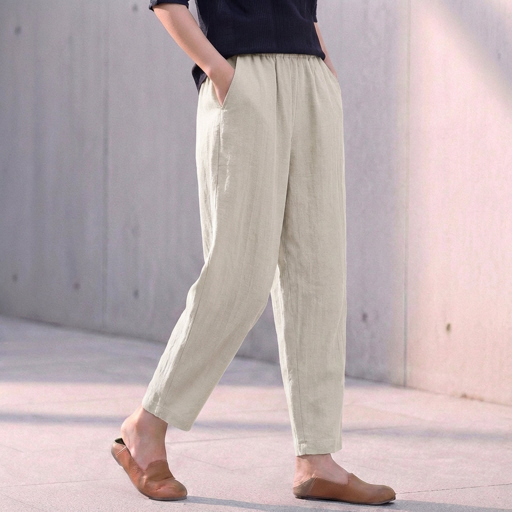 Comfortable Slim Fit Ankle Pants with Pockets - Nocini