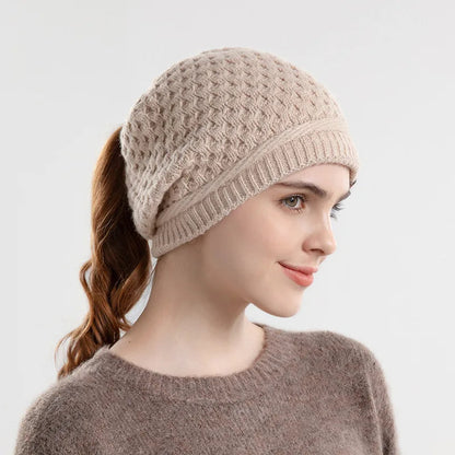 Soft Chunky Winter Ponytail Hat for Women