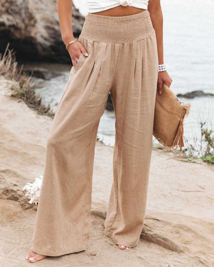 Relaxed Fit Wide Leg Beach Pants - Olytrend