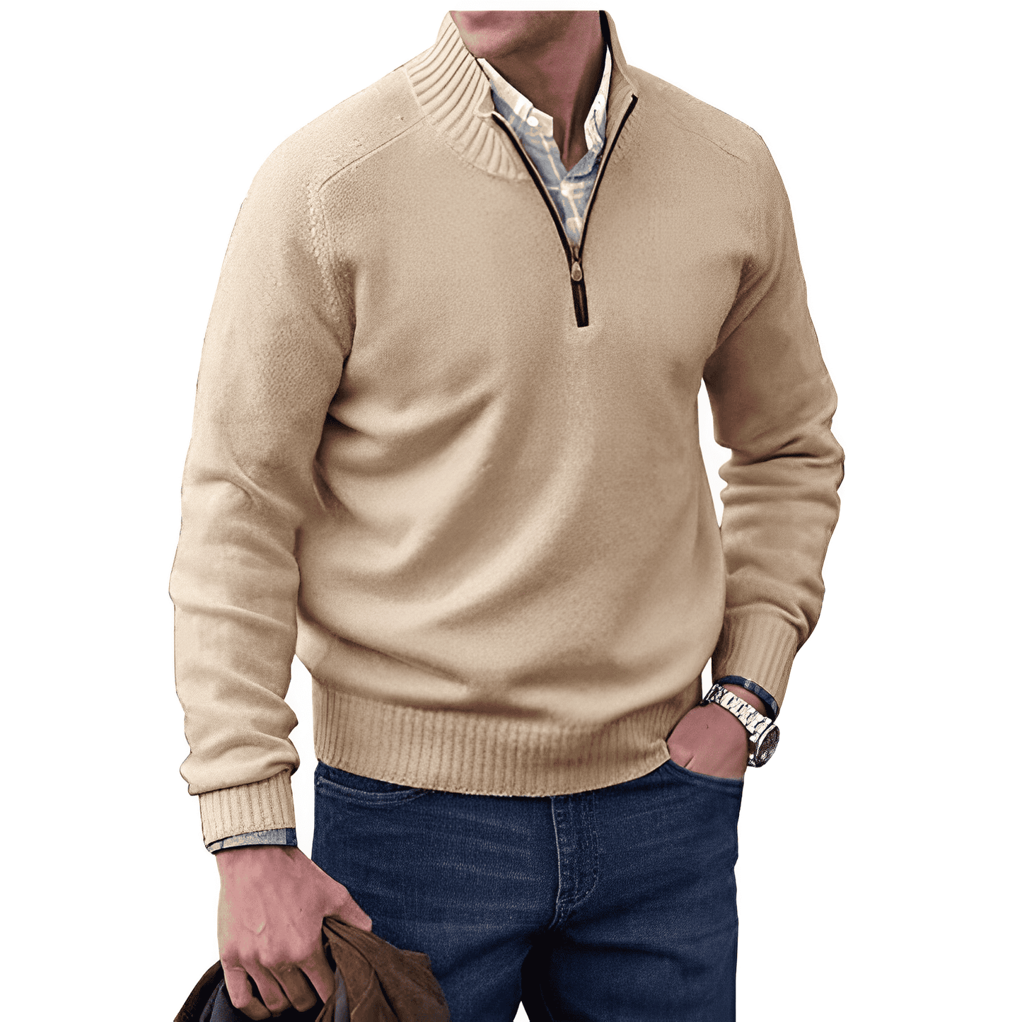 Men's Cozy Wool Quarter Zip Sweater - Nocini