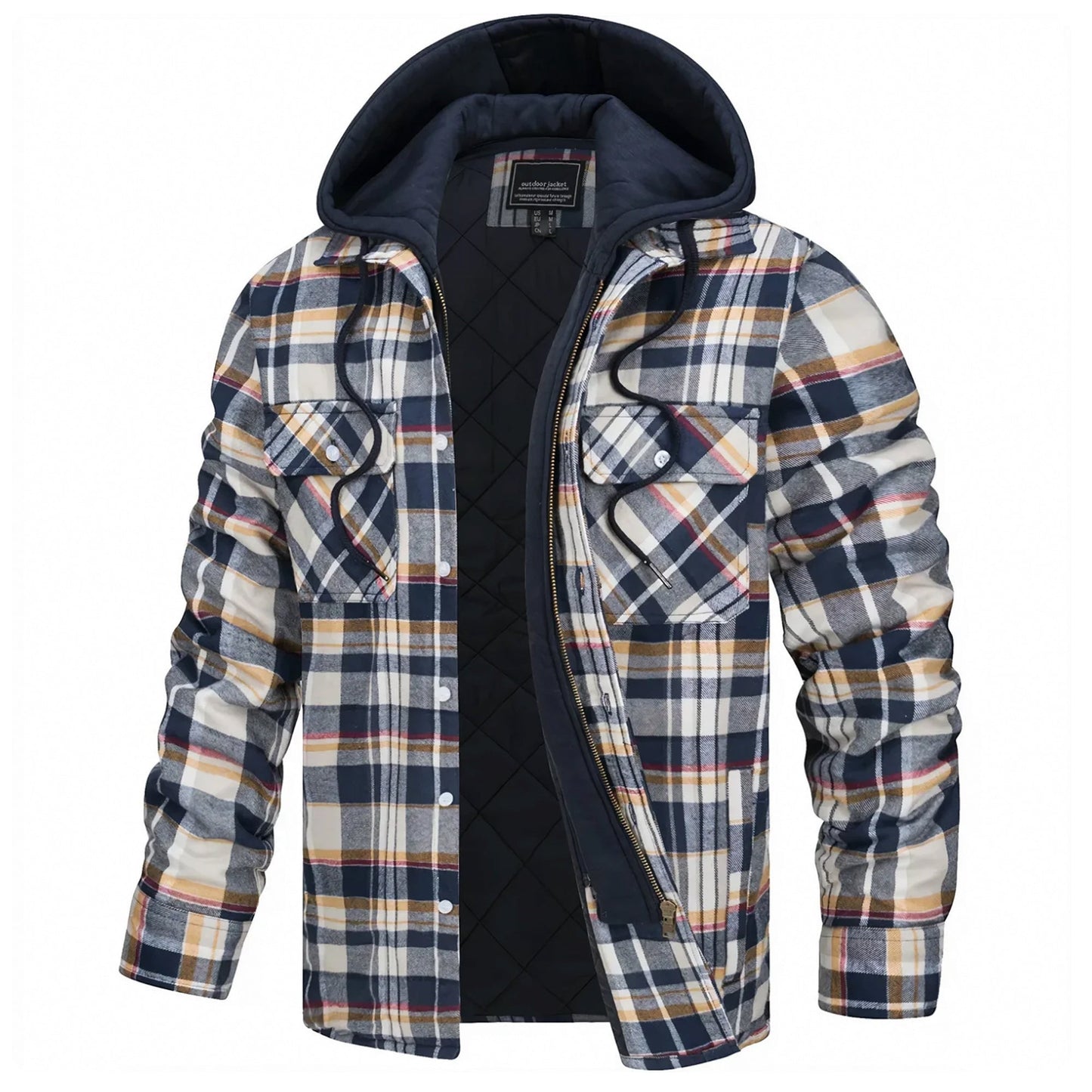 Plaid Hooded Parka Coat