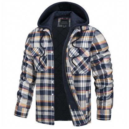 Plaid Hooded Parka Coat