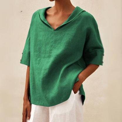 Casual Women's Loose Fit V-Neck Top - Olytrend