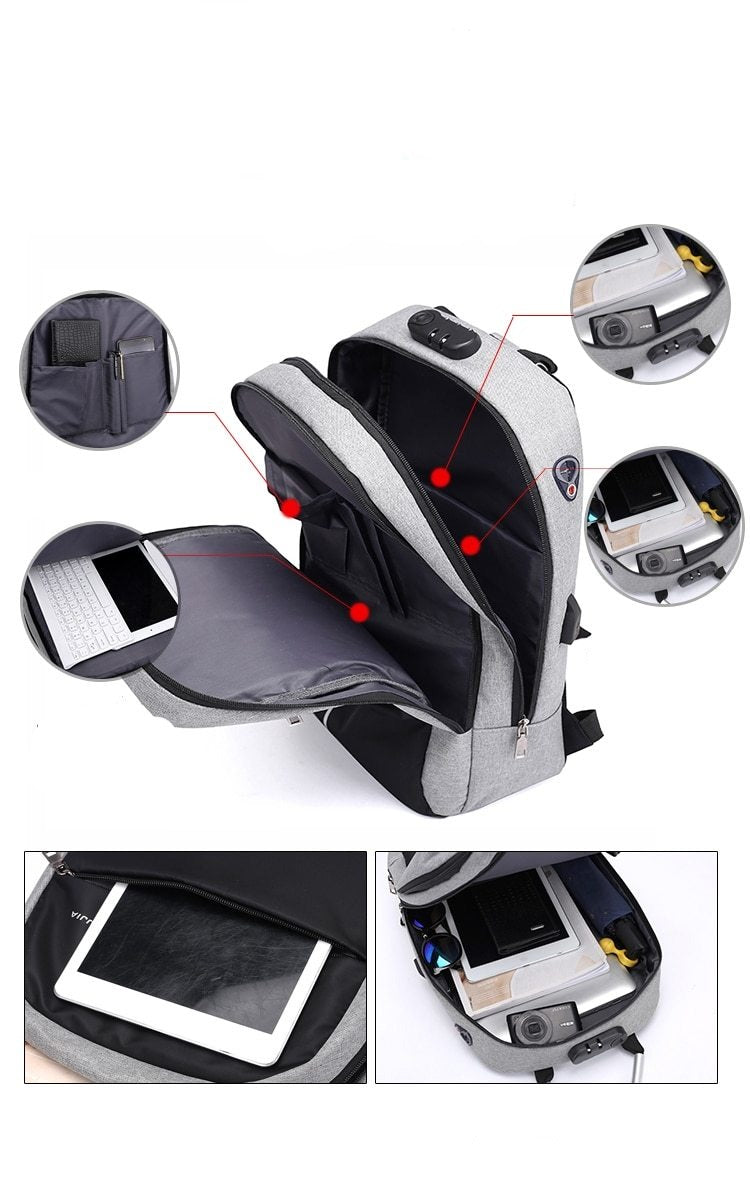 Secure Laptop Backpack with Hidden Pockets and USB Port