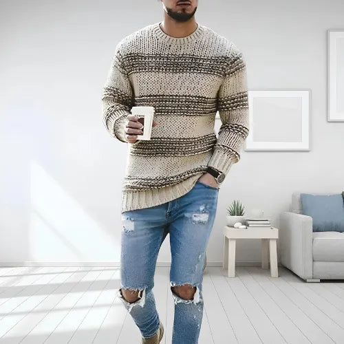 Classic Navy Blue Men's Sweater - Olytrend