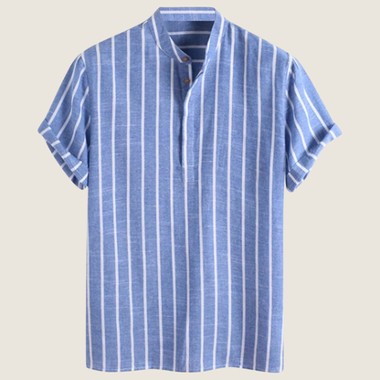 Casual Men's Striped Short Sleeve Henley Top - Olytrend