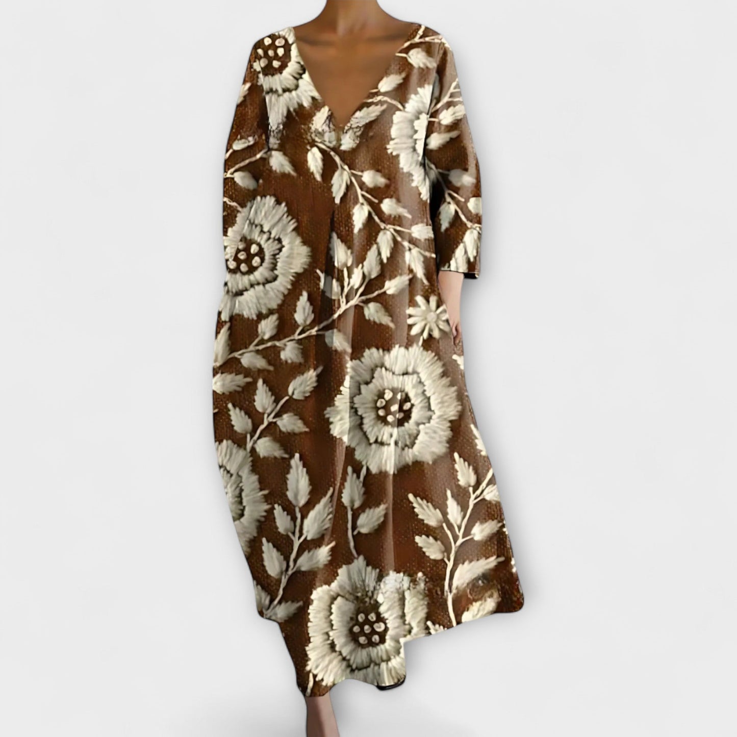 Stylish V Neck Long Evening Dress