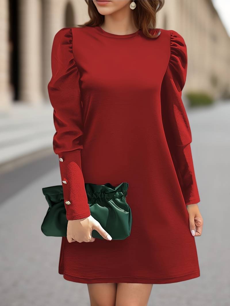 Women's Classic A-Line Dress with Buttons
