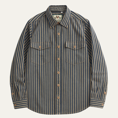 Timeless Mens Striped Relaxed Fit Button Down Shirt - Nocini