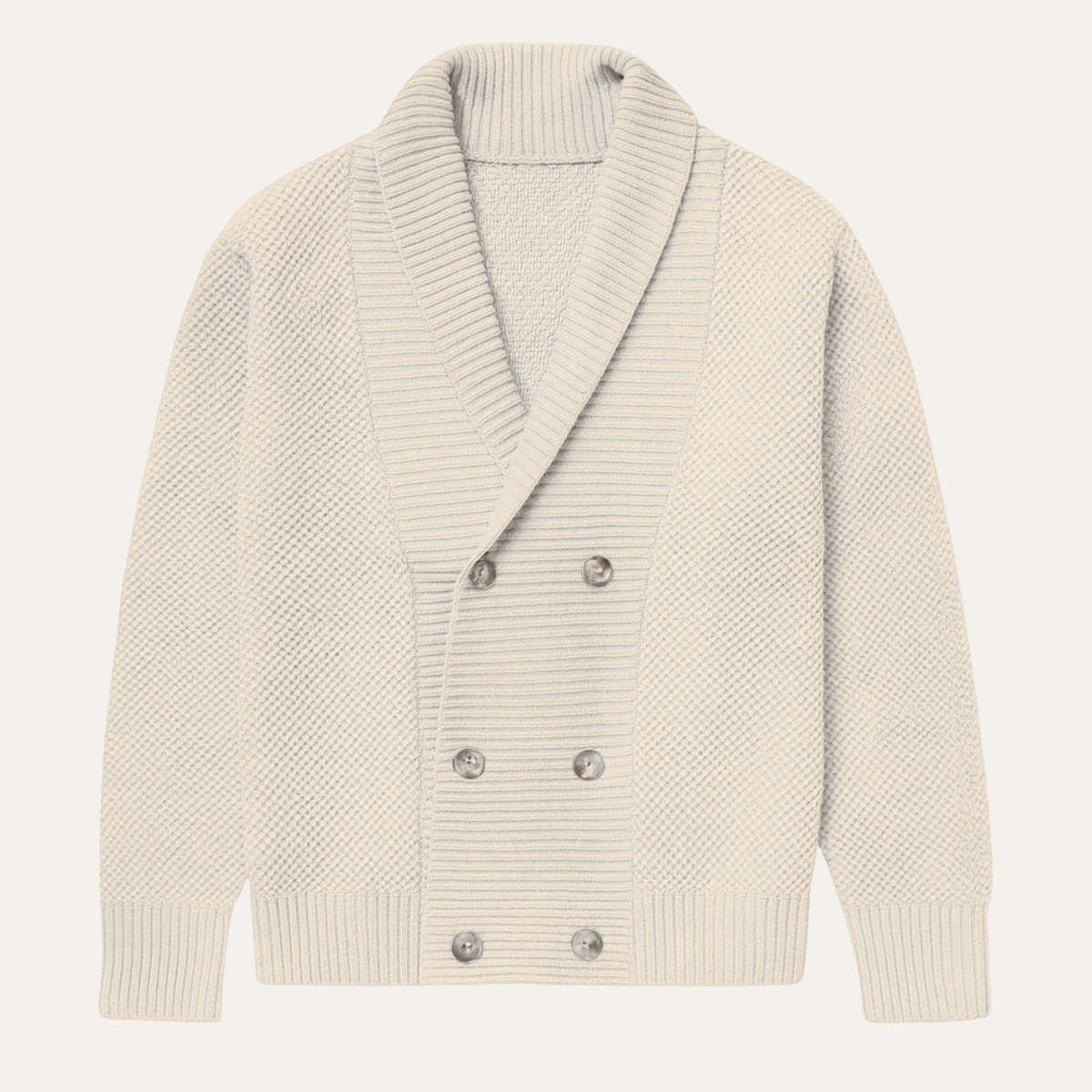 Thick Knit Crew Neck Double Button Men's Cardigan - Nocini
