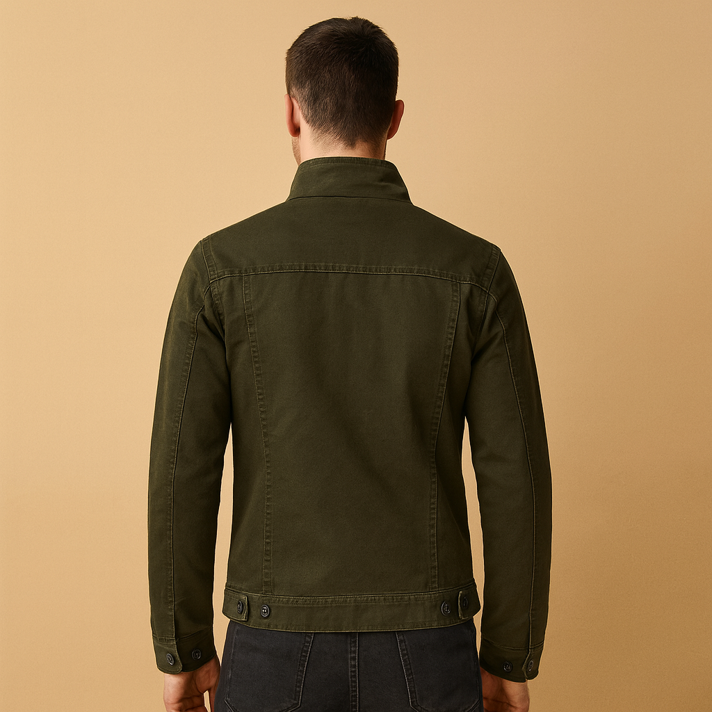 Men’s biker jacket with long sleeves, featuring a modern fit and rugged design, perfect for casual or evening wear.