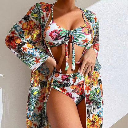 Bikini set with High Waist and Cover-up – Amira-Turquoise-XS-State of Style