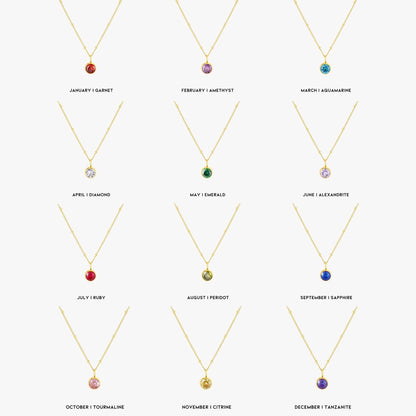 Birthstone Necklace - Aurora-January | Pomegranate-Gold-Nora Luxe